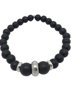 Bracelet onyx mat et acier inoxydable