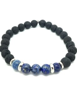 Bracelet Homme Terre Pierre de Lave et Sodalite
