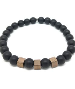 Bracelet onyx mat noir et hématite