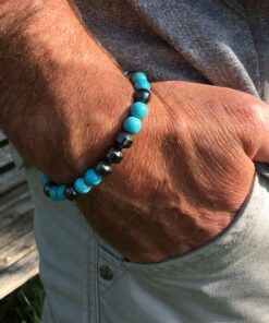Bracelet hématite et howlite turquoise