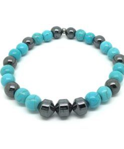 Bracelet hématite et howlite turquoise