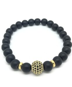 Bracelet onyx noir mat