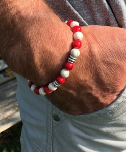 bracelet howlite et corail bambou