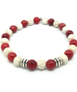 bracelet howlite et corail bambou