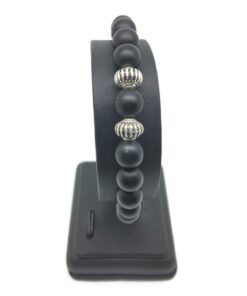 Bracelet Onyx mat noir et métal argenté