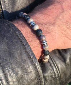 Bracelet Jaspe Léopard et pierre de Lave