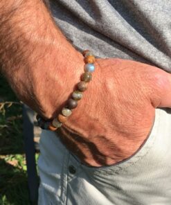Bracelet agate mousse et jaspe brun