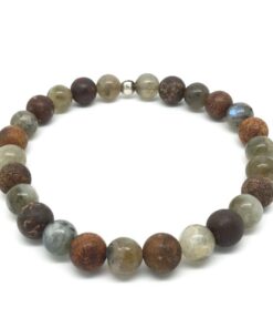 Bracelet agate mousse et jaspe brun
