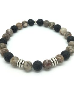 Bracelet Jaspe Léopard et pierre de Lave