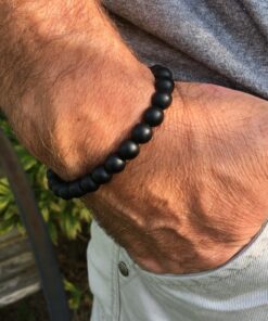 Bracelet onyx mat et métal doré
