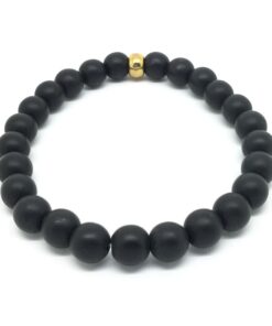Bracelet onyx mat et métal doré
