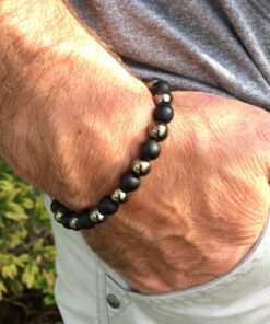Bracelet hématite et onyx noir mat