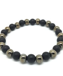 Bracelet hématite et onyx noir mat