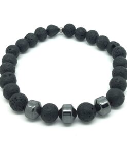 Bracelet pierre de lave et hématite