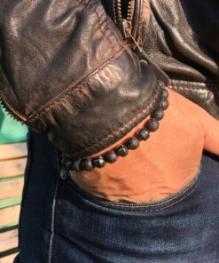Bracelet pierre de lave et hématite
