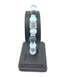 Bracelet agate, agate givrée et métal argenté