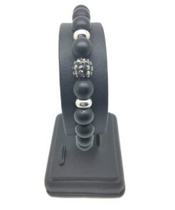Bracelet onyx mat, perle strass et acier inoxydable