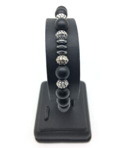 Bracelet onyx mat, hématite et métal argenté