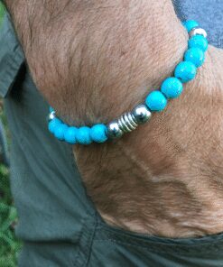 Bracelet howlite turquoise et métal argenté