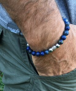 Bracelet Sodalite, Lapis lazuli et métal argenté