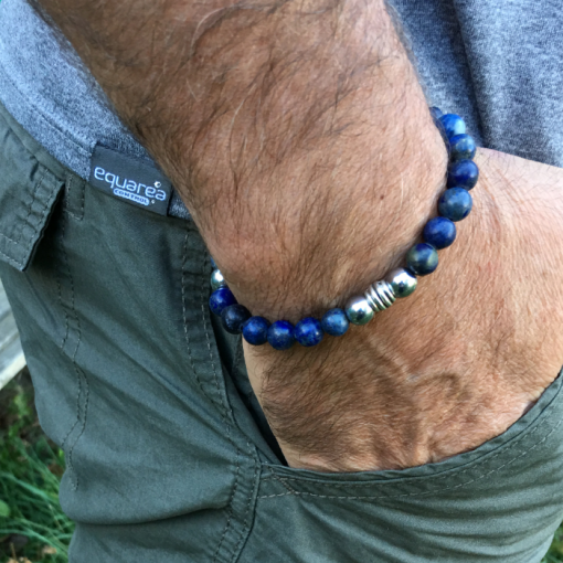 Bracelet Sodalite, Lapis lazuli et métal argenté