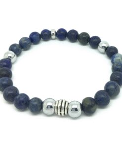 Bracelet Sodalite, Lapis lazuli et métal argenté