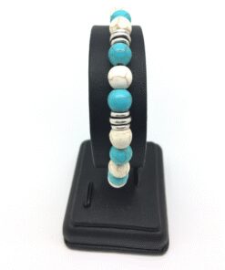 Bracelet howlite et métal argenté