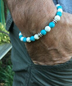 Bracelet howlite et métal argenté