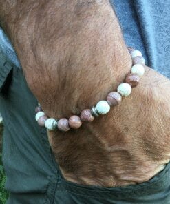 Bracelet howlite, agate bois et métal argenté