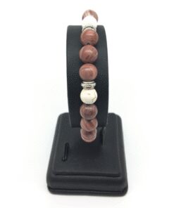 Bracelet jaspe bois, howlite et métal argenté