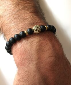 Bracelet onyx noir mat