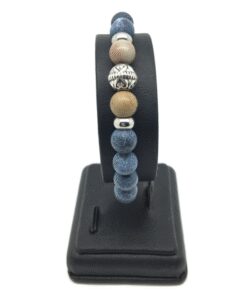Bracelet agate givrée, agate, acier inoxydable et métal zamak
