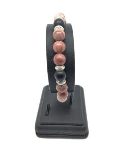 Bracelet jaspe, onyx mat et métal argenté