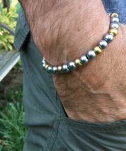 Bracelet hématite et métal doré