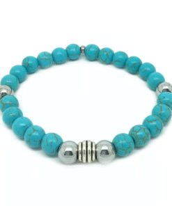 Bracelet howlite turquoise et métal argenté