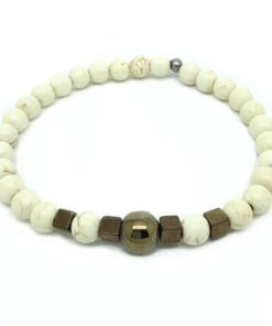 Bracelet howlite, pyrite et hématite