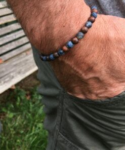 Bracelet jaspe brun et agate givrée
