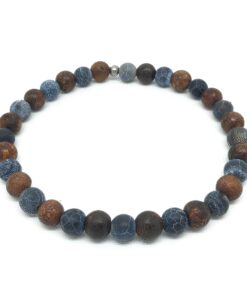 Bracelet jaspe brun et agate givrée