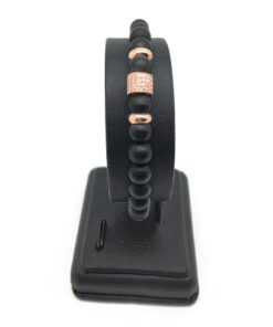 Bracelet onyx mat noir, zircon et argent 925