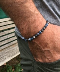 Bracelet jaspe léopard et agate givrée