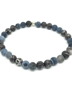 Bracelet jaspe léopard et agate givrée