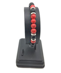 Bracelet onyx mat, howlite et métal argenté