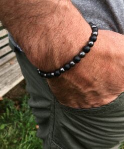 Bracelet onyx mat et hématite