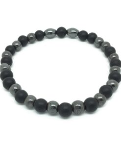 Bracelet onyx mat et hématite