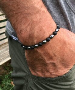 Bracelet onyx mat et hématite