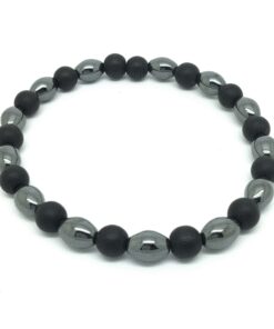 Bracelet onyx mat et hématite