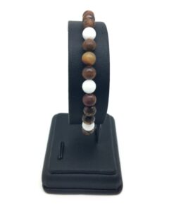 Bracelet jaspe brun et agate blanche