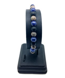 Bracelet jaspe léopard, lapis lazuli et onyx mat