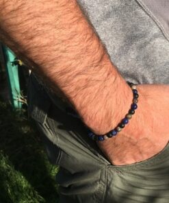 Bracelet jaspe léopard, lapis lazuli et onyx mat