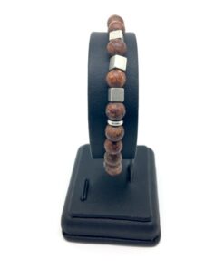 Bracelet jaspe brun et pyrite